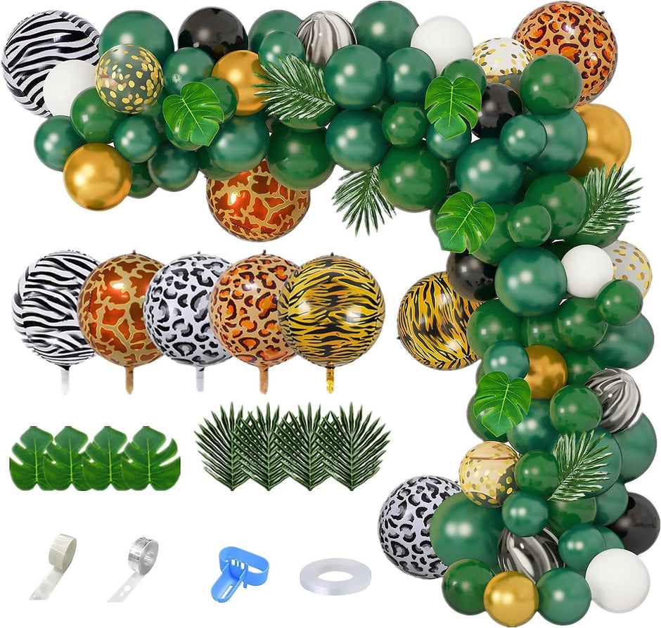 i-emporium Safari Party | Jungle Party Decorations | Balloons Garland Arch | 102 Pieces