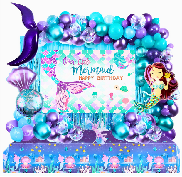i-emporium Mermaid Party Decorations Packs for Girls Headband Pack of 110 Pieces