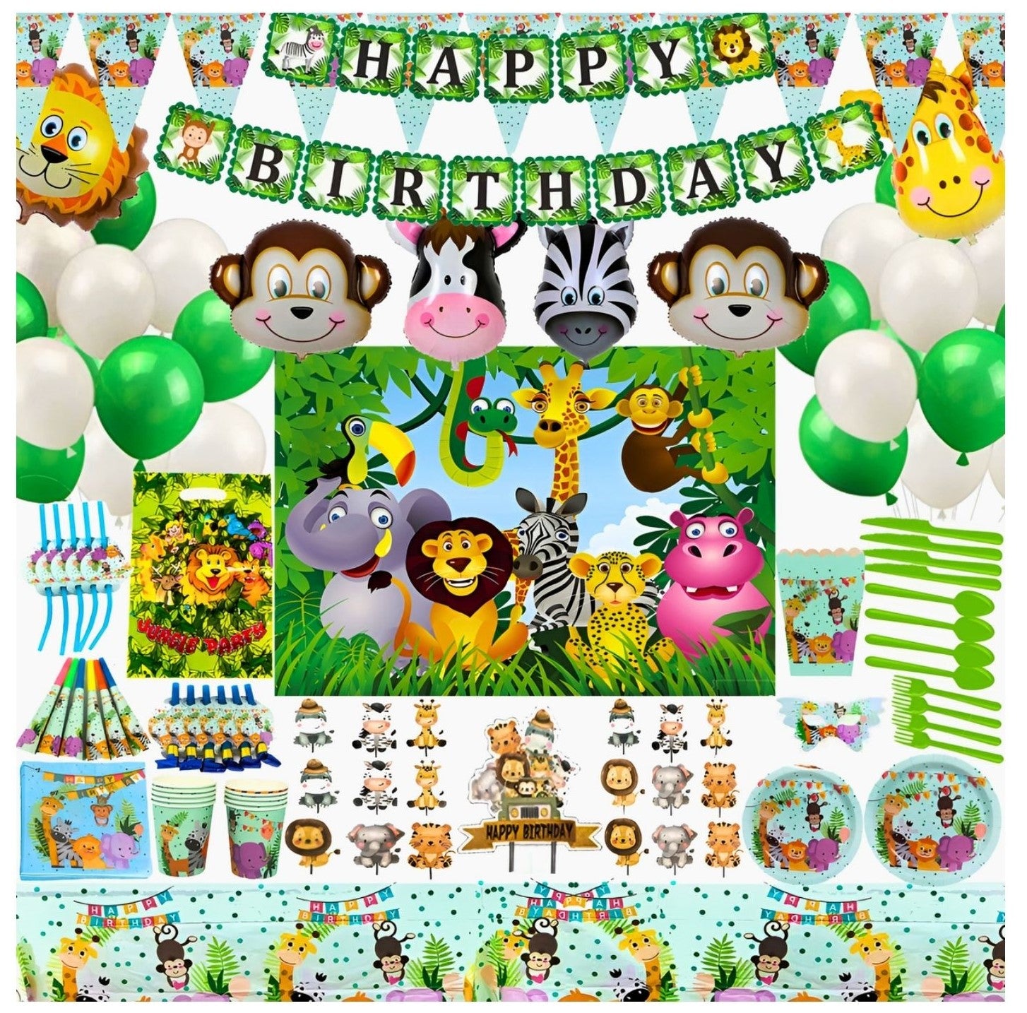 i-emporium Jungle / Safari Birthday Party Decorations Supplies Pack of 267 Pcs