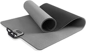 i-emporium TPE Yoga Mat - Exercise Fitness Mat with Timer and Phone Holder - Non-Slip - Black, Grey