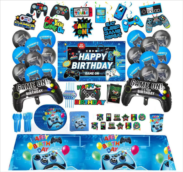 i-emporium 189 Pieces Gaming Birthday Party Supplies Decorations | Game On