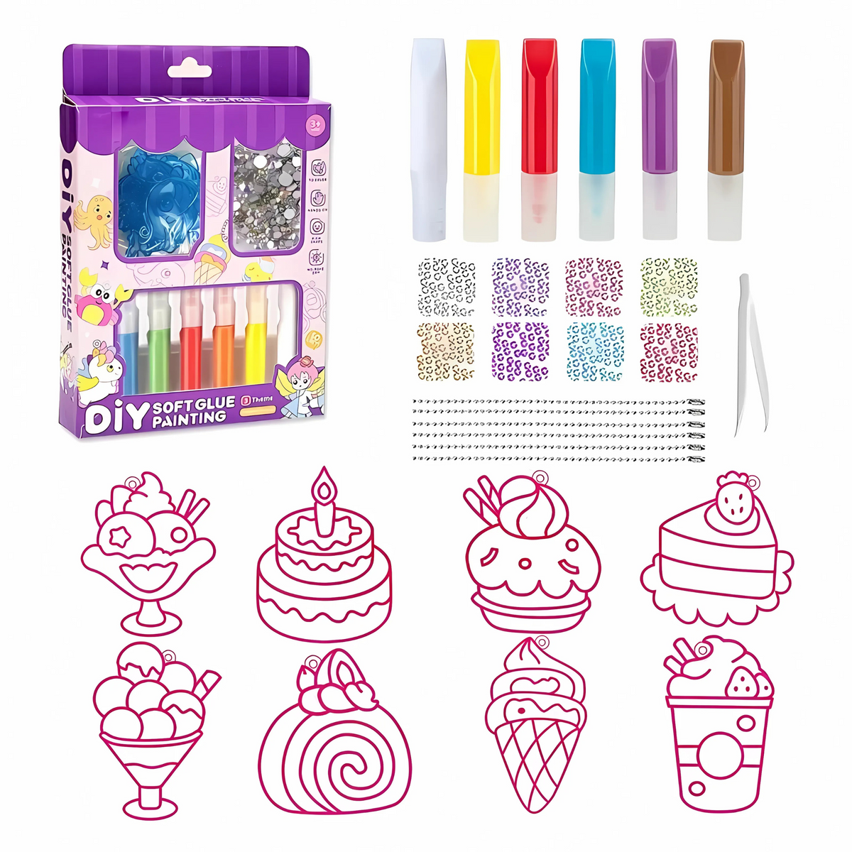 i-emporium DIY Soft Glue Painting Kit for Kids - Fun Arts & Crafts Set