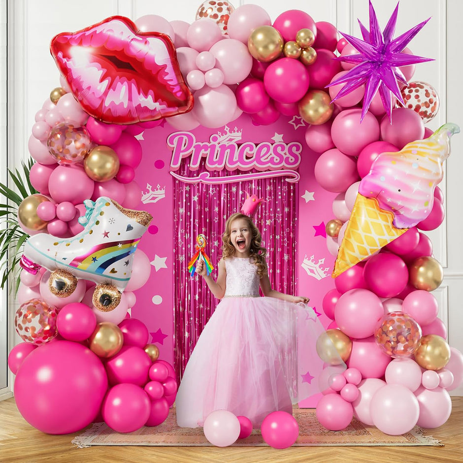 i-emporium Pink Balloon Arch Kit Garland Set for Barbie Princess Theme - 130 Pieces