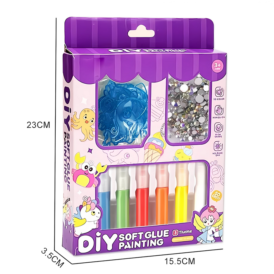 i-emporium DIY Soft Glue Painting Kit for Kids - Fun Arts & Crafts Set