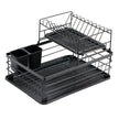 i-emporium Dish Drying Rack 2 Tier with Utensil Holder & Drip Tray Black
