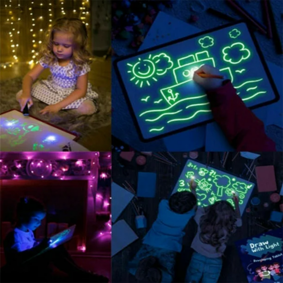 i-Emporium Glow Crazy Draw With Light Tablet | Mess-Free Luminous Kids Drawing Board