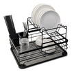 i-emporium Dish Drying Rack 2 Tier with Utensil Holder & Drip Tray Black