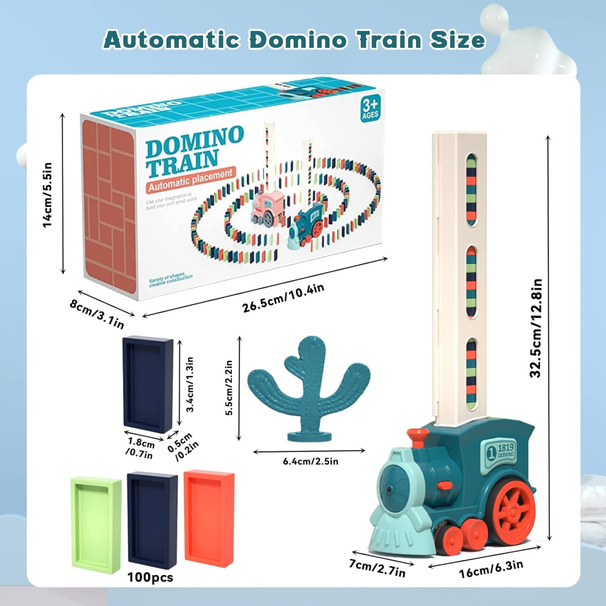 i-emporium Automatic Domino Train Toy Set - Electric STEM Stacking Toy for Kids