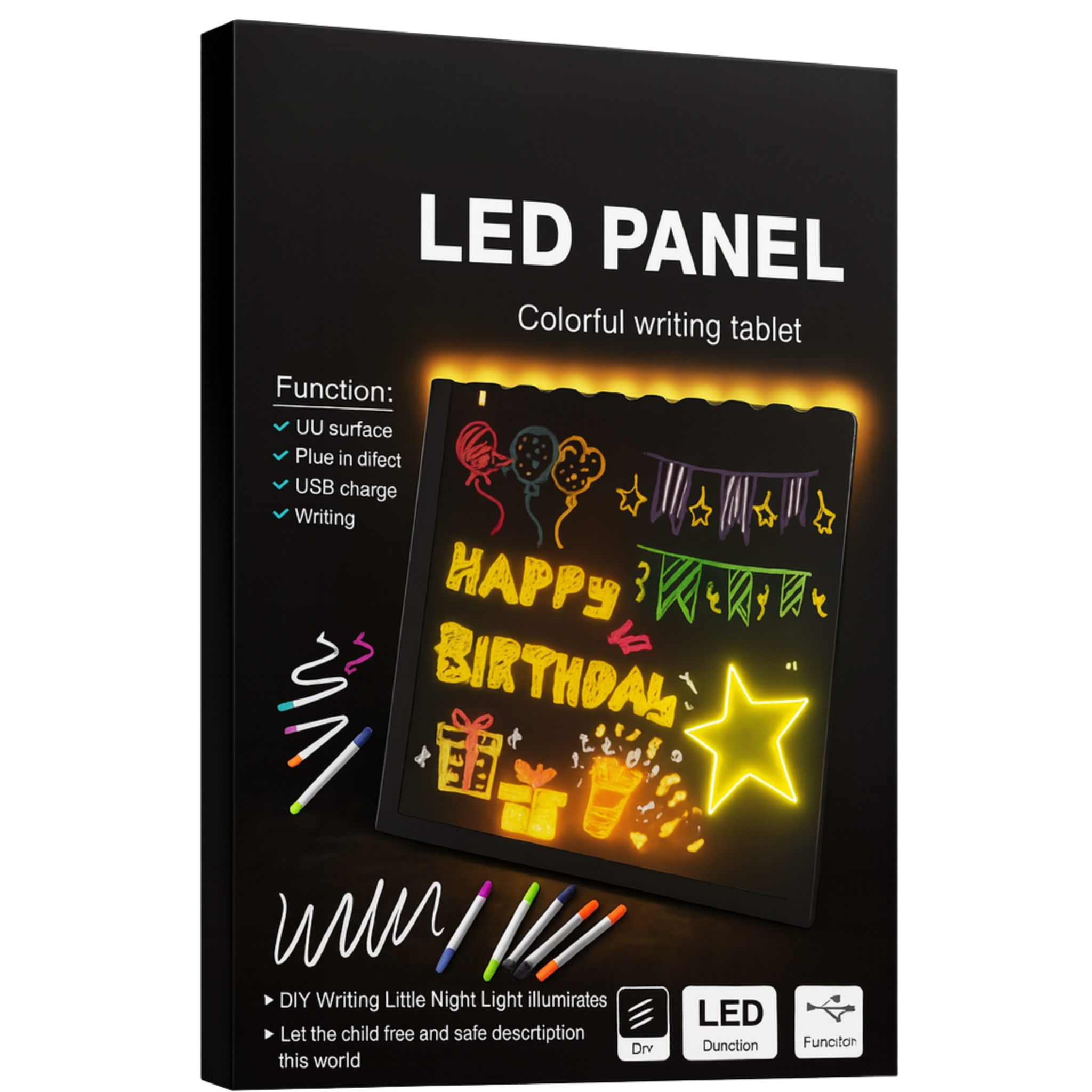 i-emporium LED Panel Colorful Writing Tablet - Light Up Drawing Board