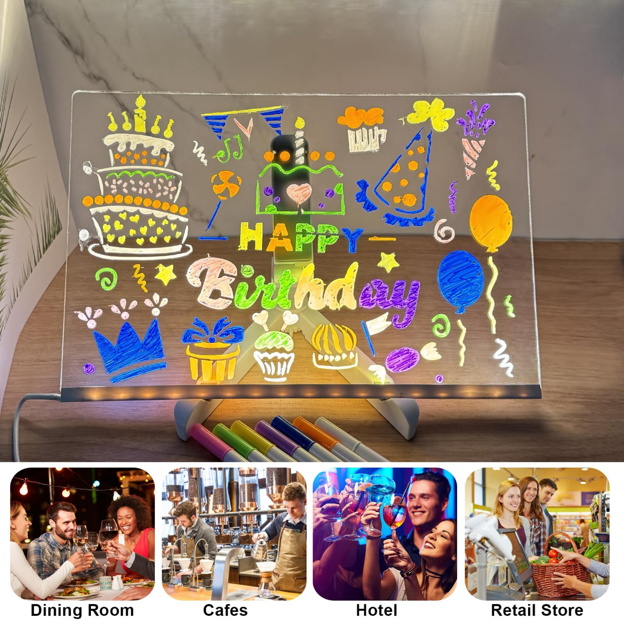 i-emporium LED Panel Colorful Writing Tablet - Light Up Drawing Board