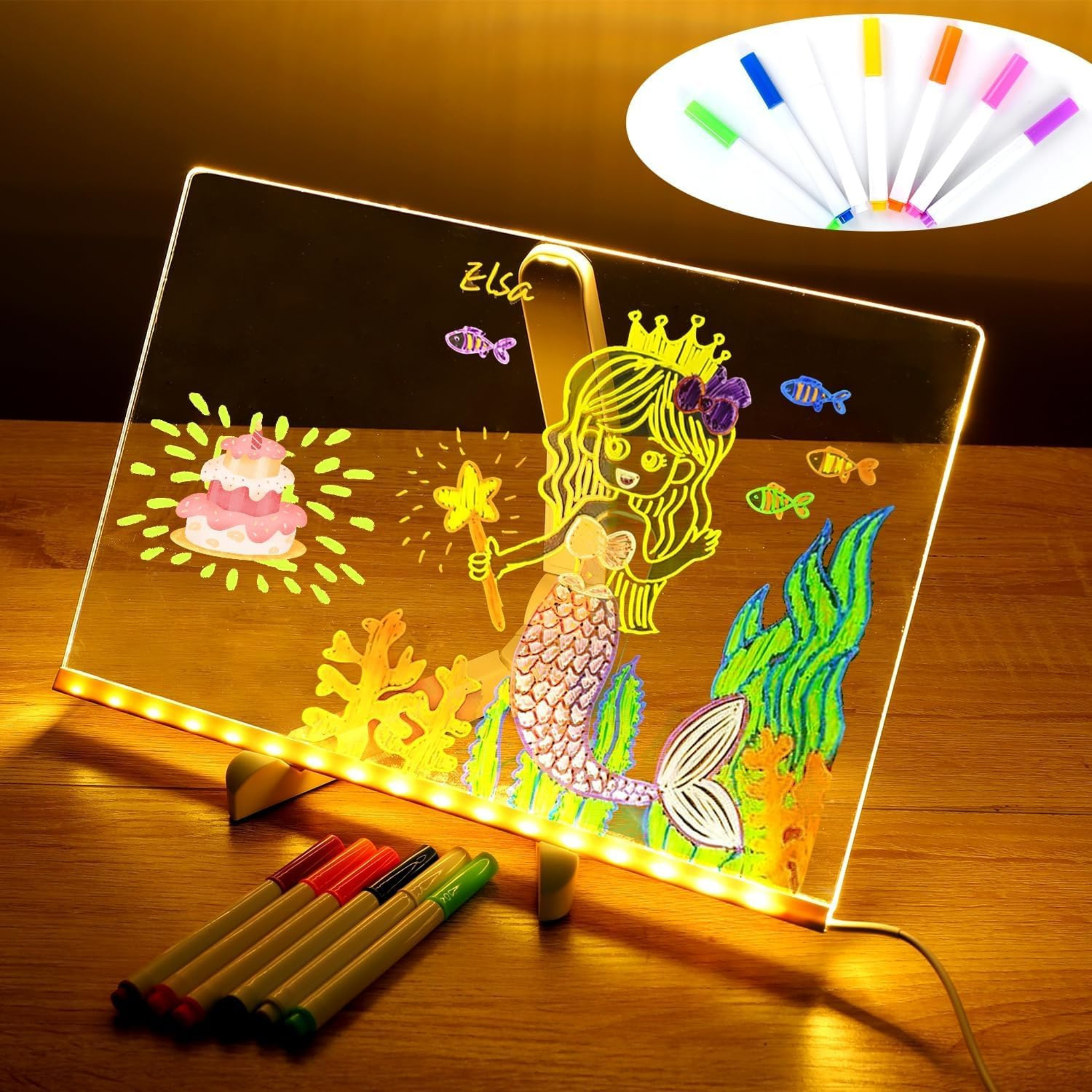 i-emporium LED Panel Colorful Writing Tablet - Light Up Drawing Board