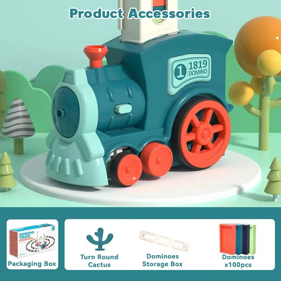 i-emporium Automatic Domino Train Toy Set - Electric STEM Stacking Toy for Kids