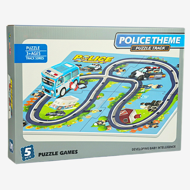 DIY Police Car Puzzle Track Set – Wind-Up Educational Toy