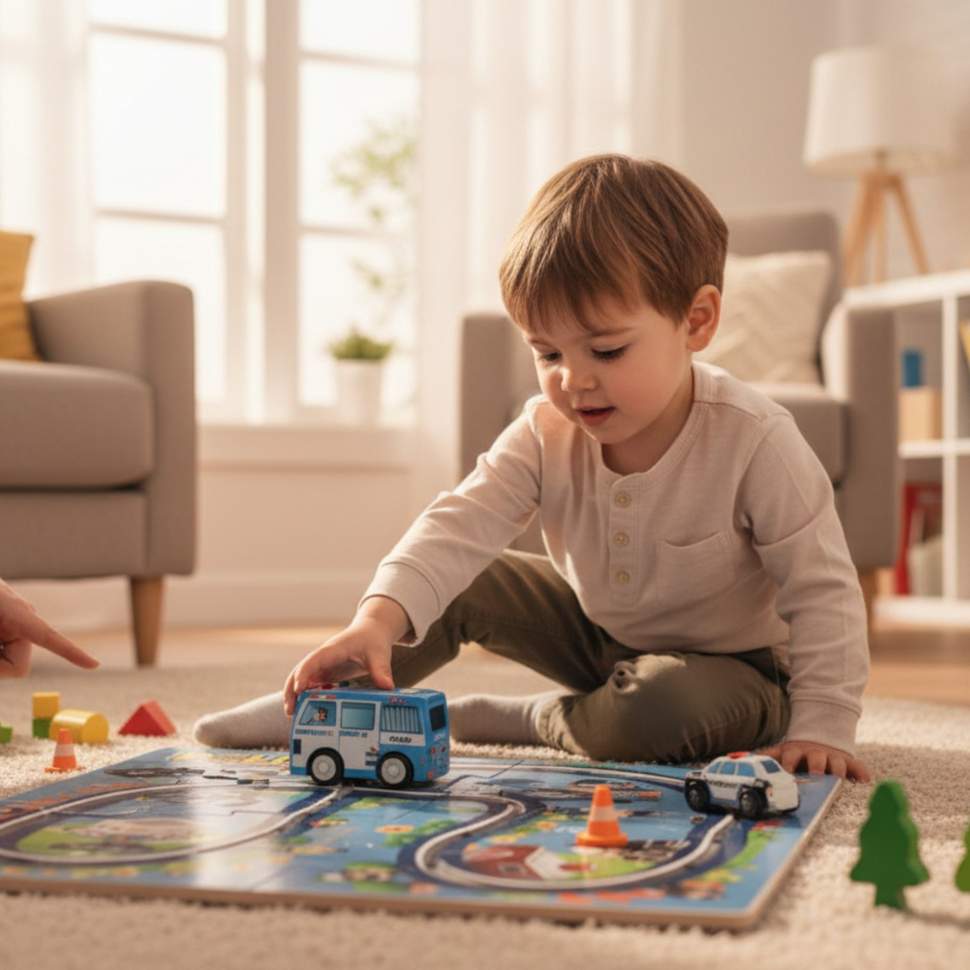 i-emporium DIY Police Puzzle Track Set - Wind-Up Car Educational Toy