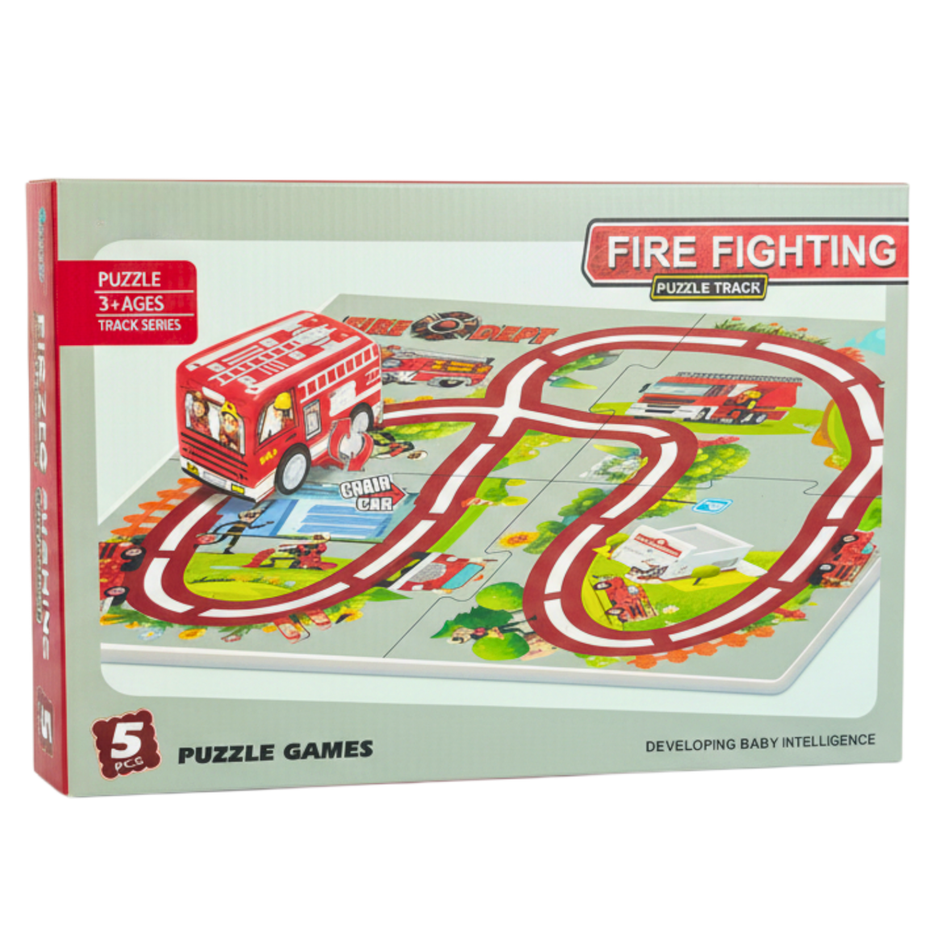 DIY Fire Truck Puzzle Track Set – Wind-Up Educational Toy