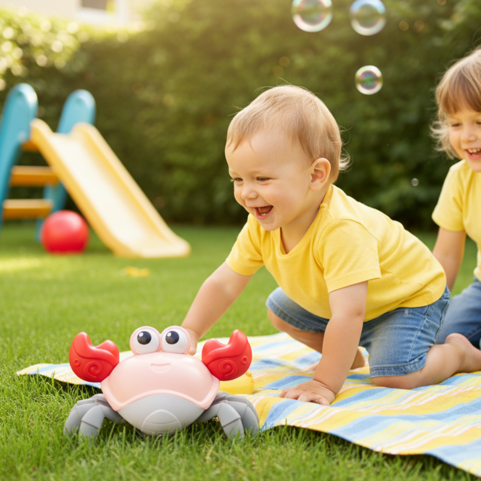 i-emporium Crawling Crab Toy for Toddlers - Musical Tummy Time Baby Toy
