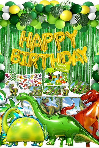 i-emporium Dinosaur Birthday Party Decorations – 225-Piece Set with 5x7ft Backdrop