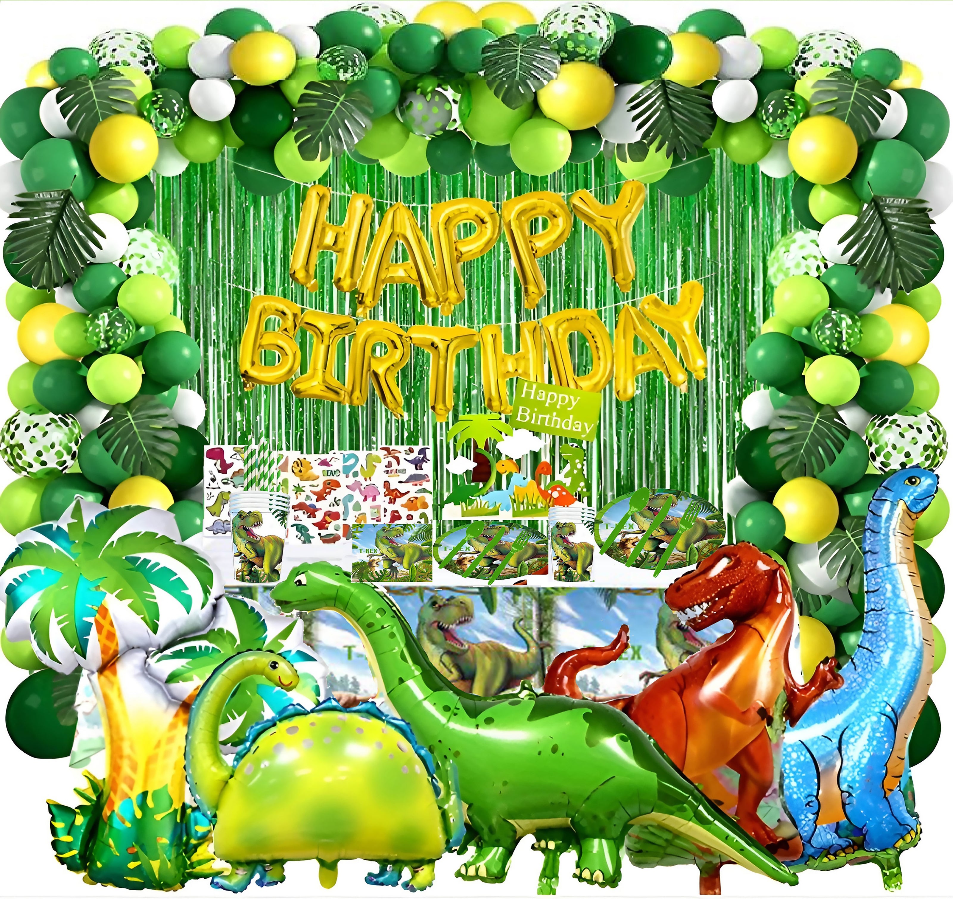 i-emporium Dinosaur Birthday Party Decorations – 225-Piece Set with 5x7ft Backdrop