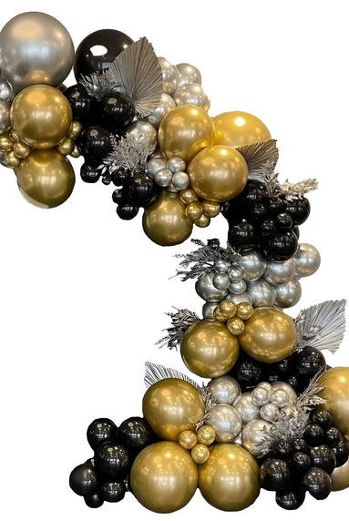i-emporium Black and Gold Balloons Arch, Silver Balloon Arch and Garland | 116 Pieces