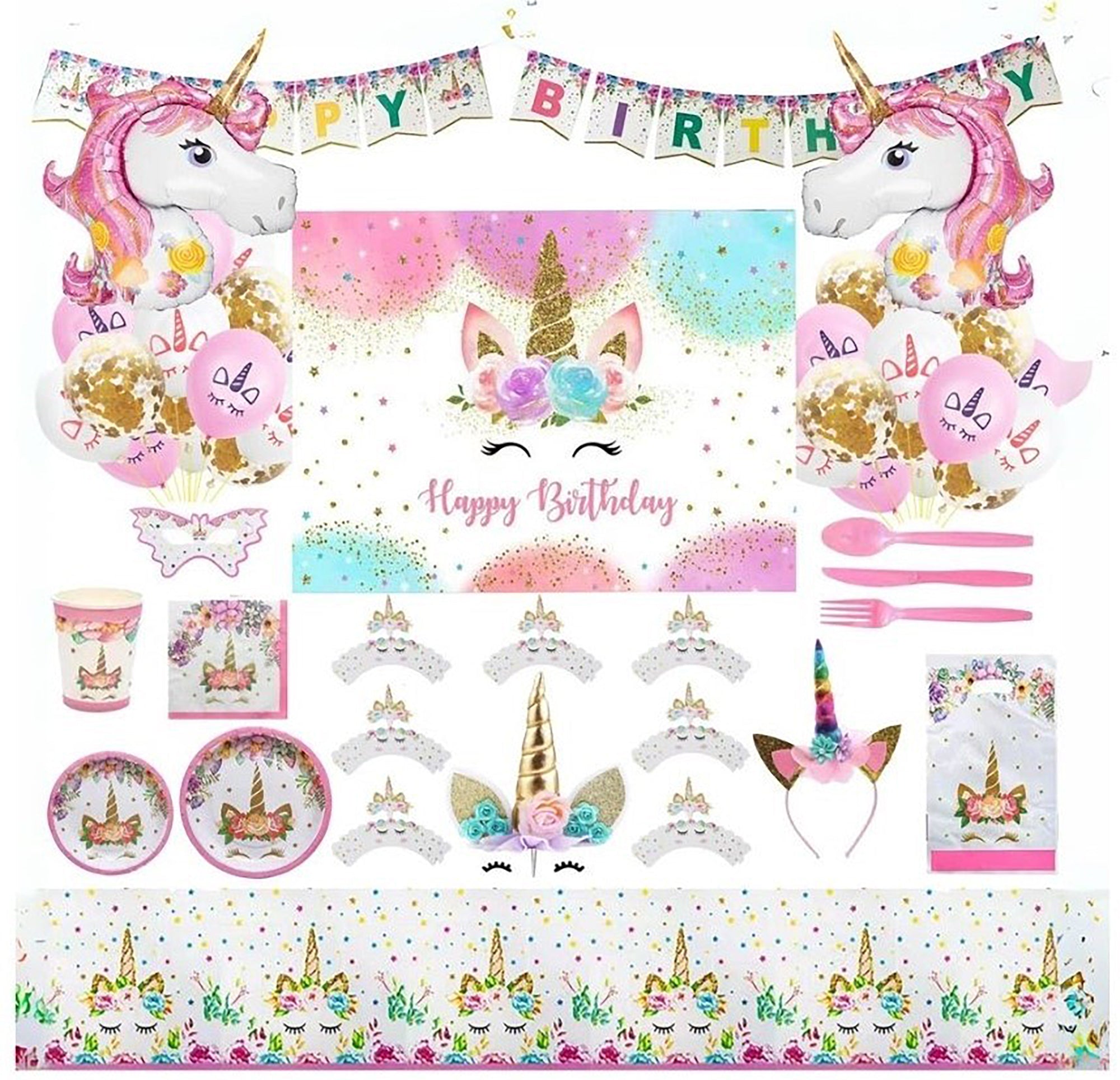i-emporium Unicorn Party Decorations for Girls | Happy Birthday Supplies | 209 Pieces