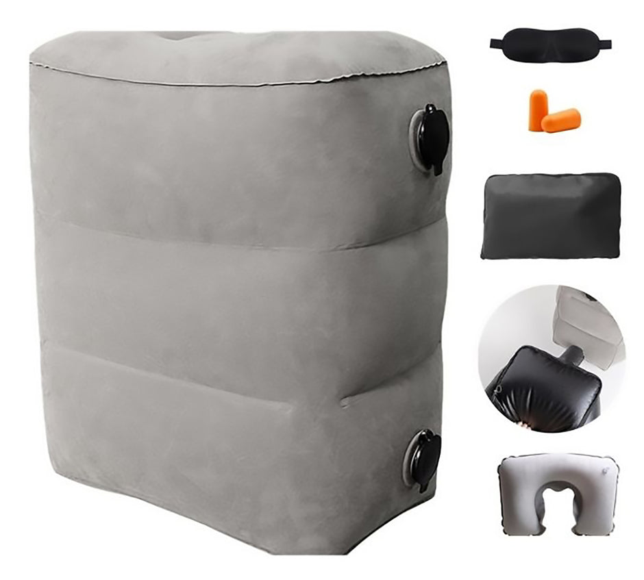 i-emporium Inflatable Travel Footrest - Neck Pillow, Sleep Mask, And Ear Plugs Pack