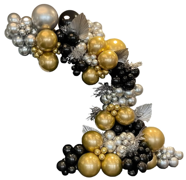 i-emporium Black and Gold Balloons Arch, Silver Balloon Arch and Garland | 116 Pieces