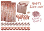 i-emporium Rose Gold Balloons Table Runner Party Pack - Happy Birthday Set - 31 Pieces