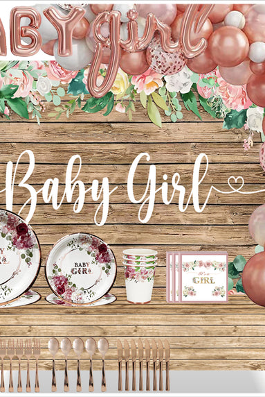 i-emporium Baby Shower Decorations for Baby Girl | Supplies | 249 Pieces