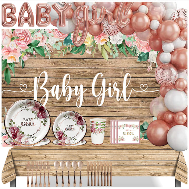 i-emporium Baby Shower Decorations for Baby Girl | Supplies | 249 Pieces
