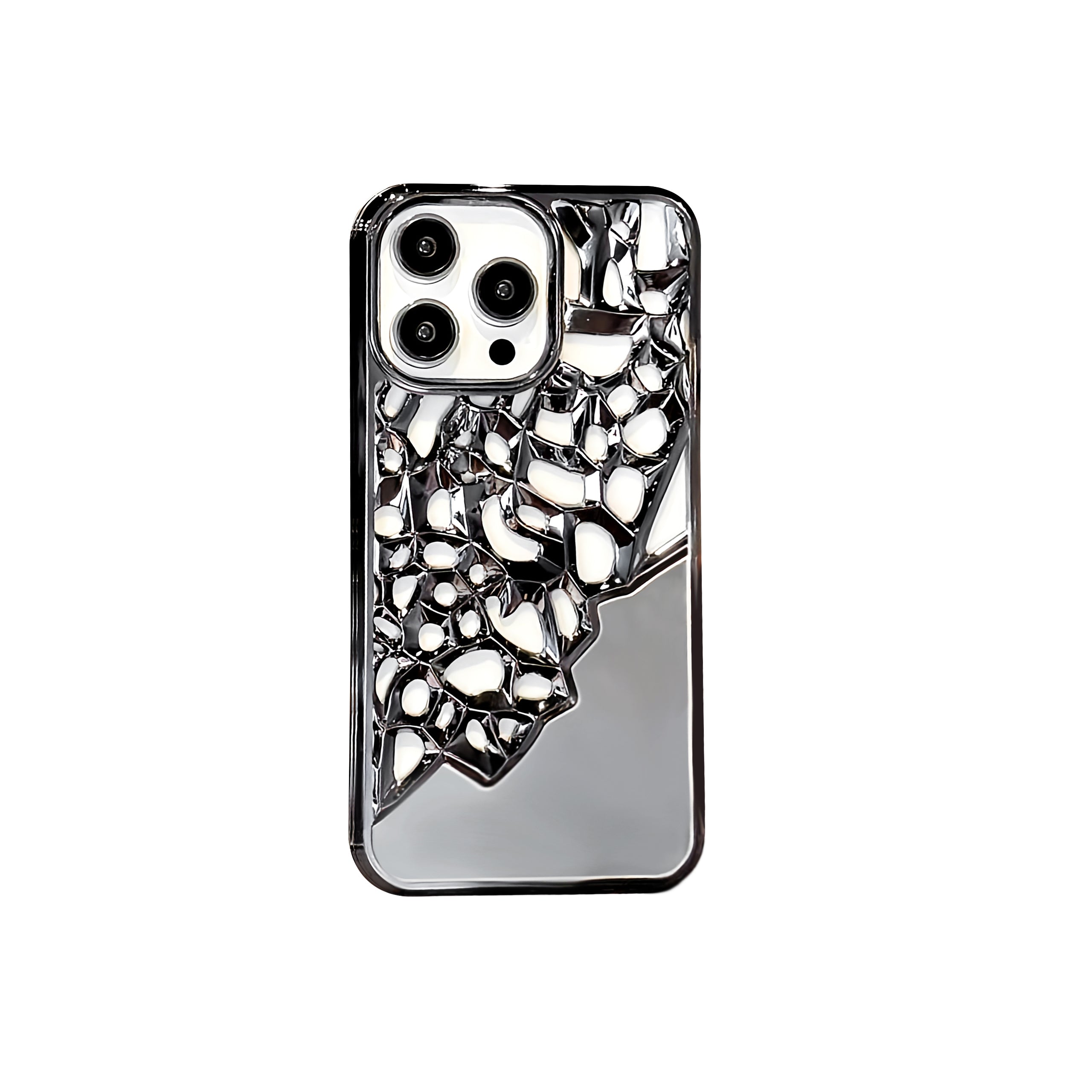 Luxury Electroplated Mirror iPhone Case – Hollow Plating Cover for iPhone 14 Pro & 15 Pro