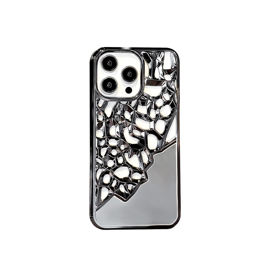 Luxury Electroplated Mirror iPhone Case – Hollow Plating Cover for iPhone 14 Pro & 15 Pro