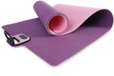 i-emporium TPE Yoga Mat - Exercise Fitness Mat with Timer and Phone Holder - Non-Slip - Purple, Pink