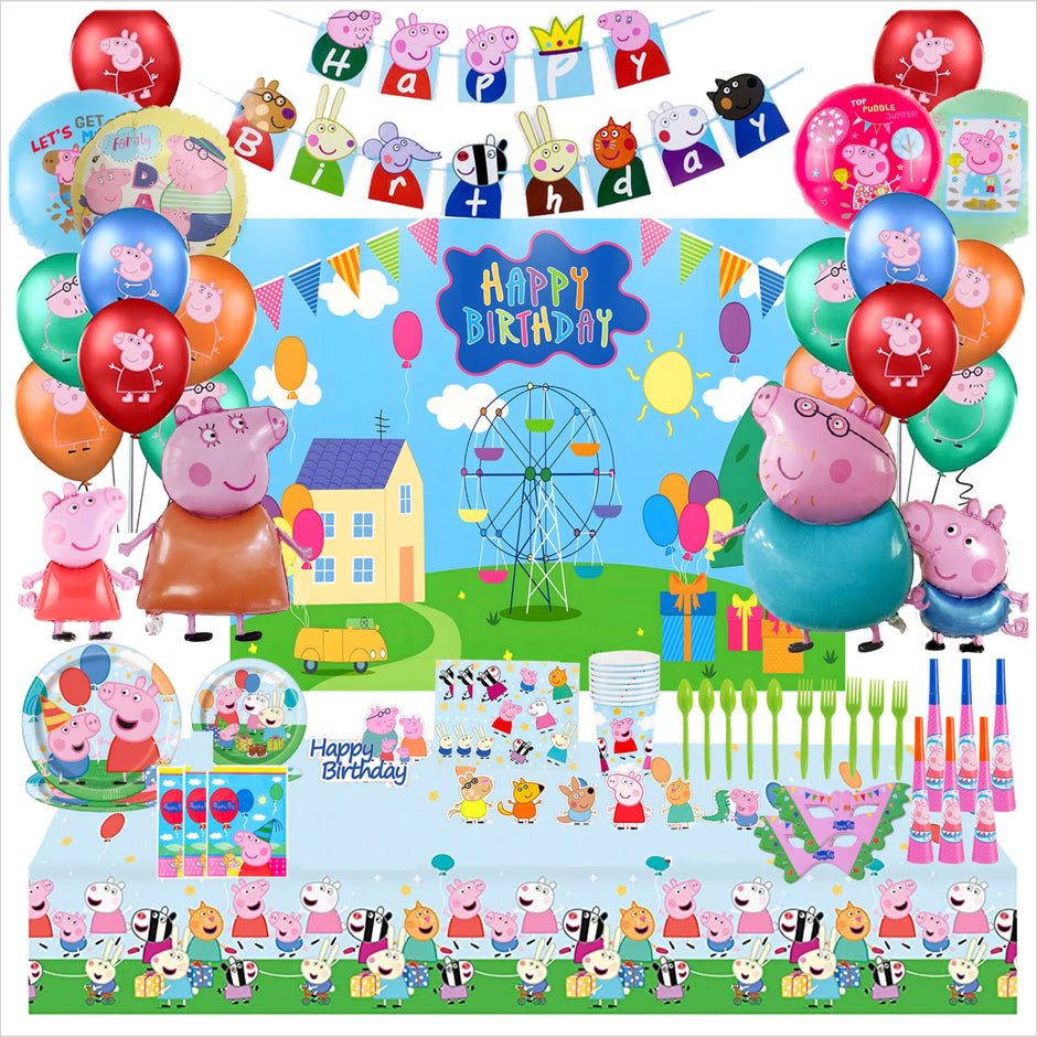i-emporium Peppa Pig Birthday Party Decorations Supplies 244 Pieces