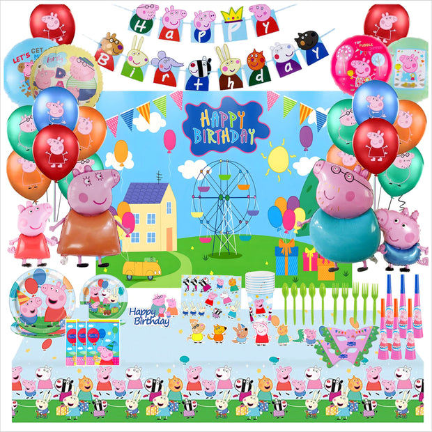 i-emporium Peppa Pig Birthday Party Decorations Supplies 244 Pieces