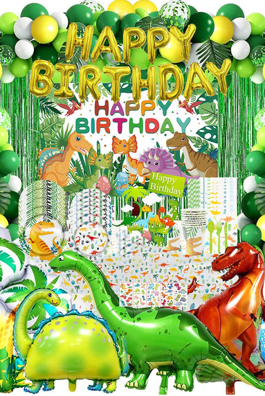 i-emporium Dinosaur Birthday Party Decorations – 226-Piece Set with Balloon Garland