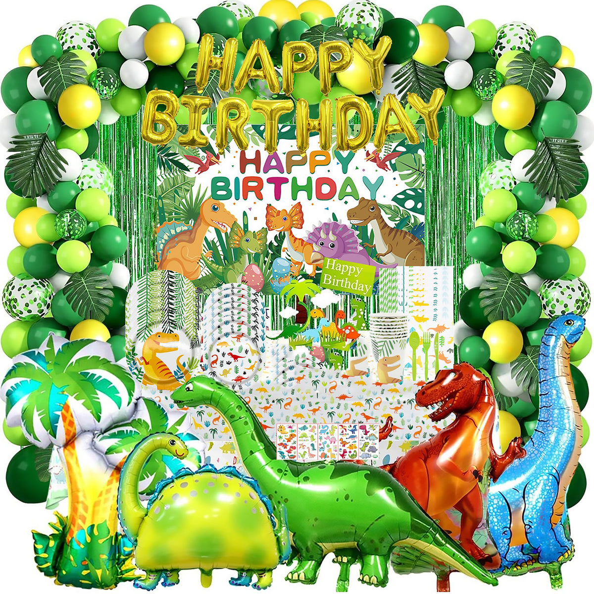 Dinosaur Birthday Party Balloons & Decorations – 226 Pcs