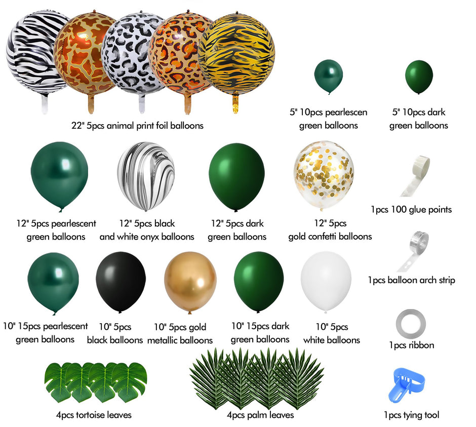 i-emporium Safari Party | Jungle Party Decorations | Balloons Garland Arch | 102 Pieces