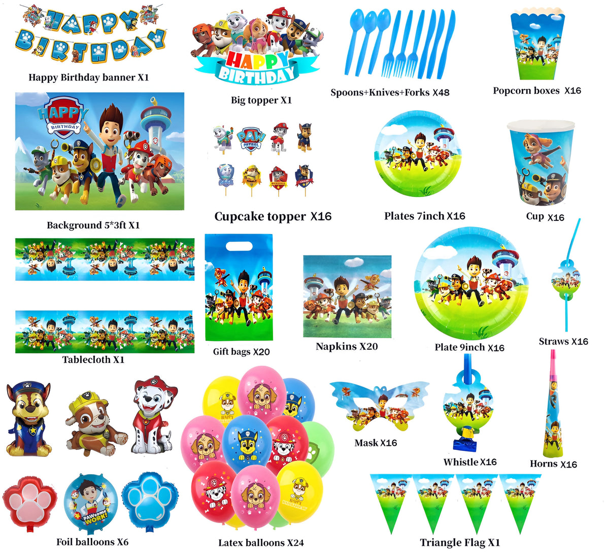 i-emporium Paw Patrol Birthday Party Decorations Supplies | Dog Theme | 267 Pcs