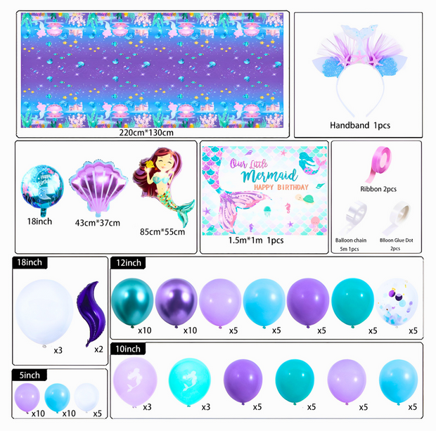 i-emporium Mermaid Party Decorations Packs for Girls Headband Pack of 110 Pieces