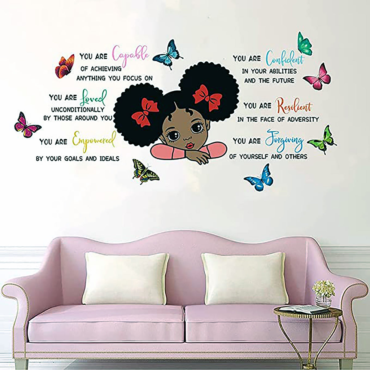 i-emporium 90x60cm African Doll Inspirational Quotes Wall Decal for Girls