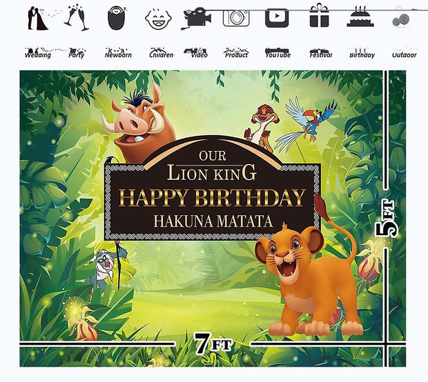 i-emporium Lion King Party - Safari Party - Decor Birthday Vinyl Backdrop - 5ft x 3ft