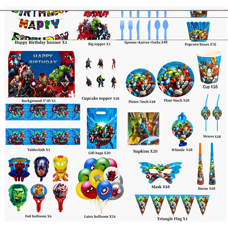 i-emporium Marvel | Superheroes | Avengers Birthday Party Decorations Supplies 267 Pcs