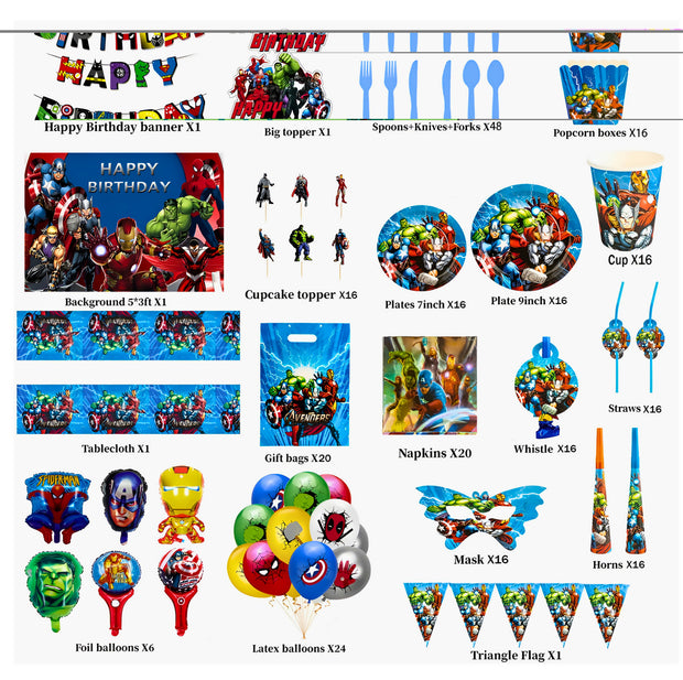 i-emporium Marvel | Superheroes | Avengers Birthday Party Decorations Supplies 267 Pcs