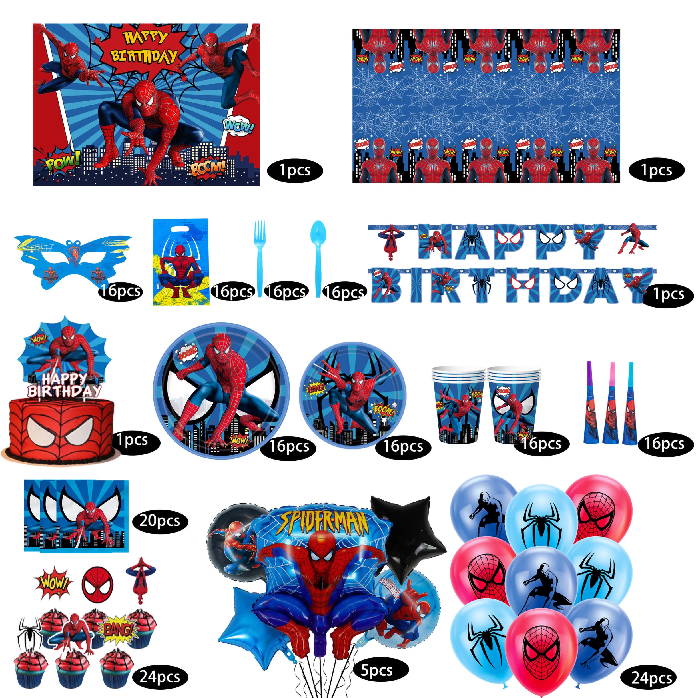 i-emporium Spiderman Party Decorations | Supplies | Packs | 205 Pieces
