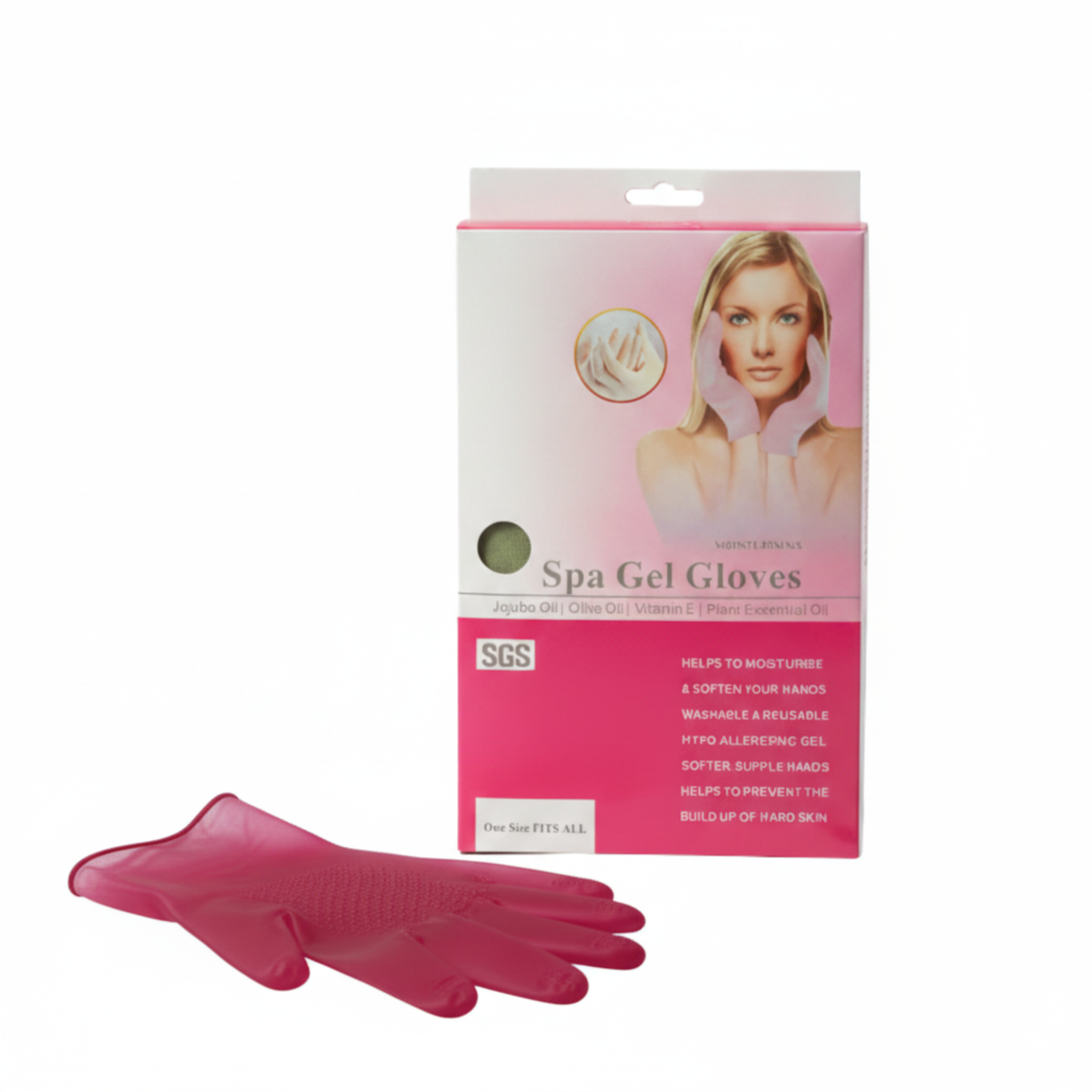 i-emporium Pink Spa Gel Gloves Moisturizing & Reusable Hydrating Gloves for Dry Hands