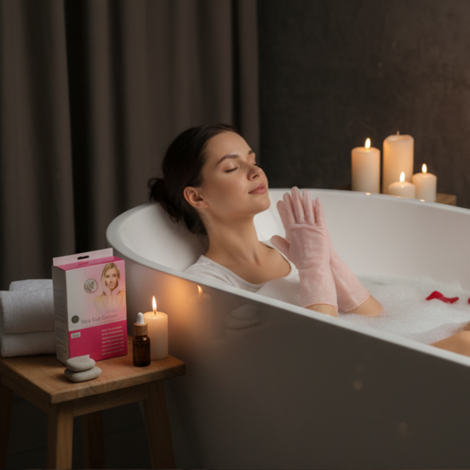 i-emporium Pink Spa Gel Gloves Moisturizing & Reusable Hydrating Gloves for Dry Hands