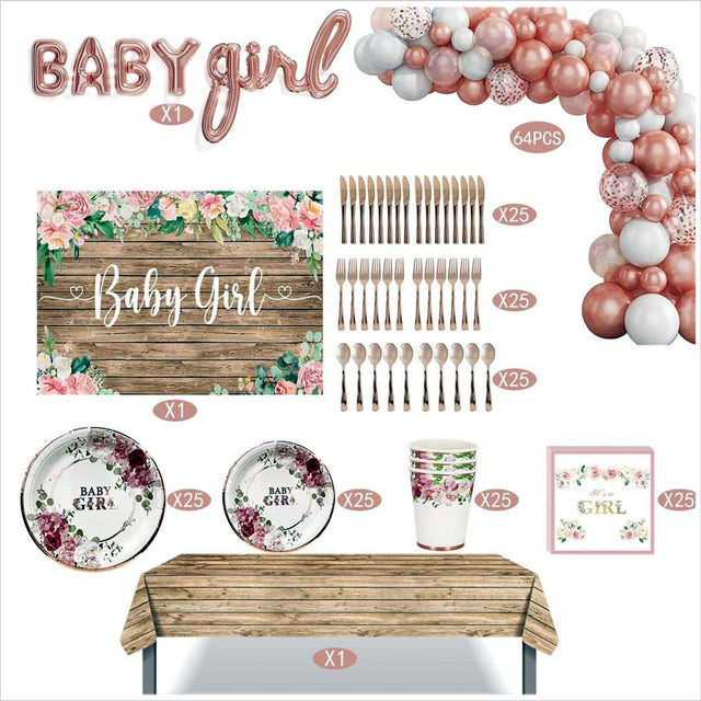 i-emporium Baby Shower Decorations for Baby Girl | Supplies | 249 Pieces