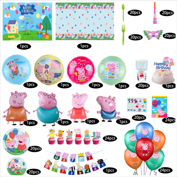 i-emporium Peppa Pig Birthday Party Decorations Supplies 244 Pieces