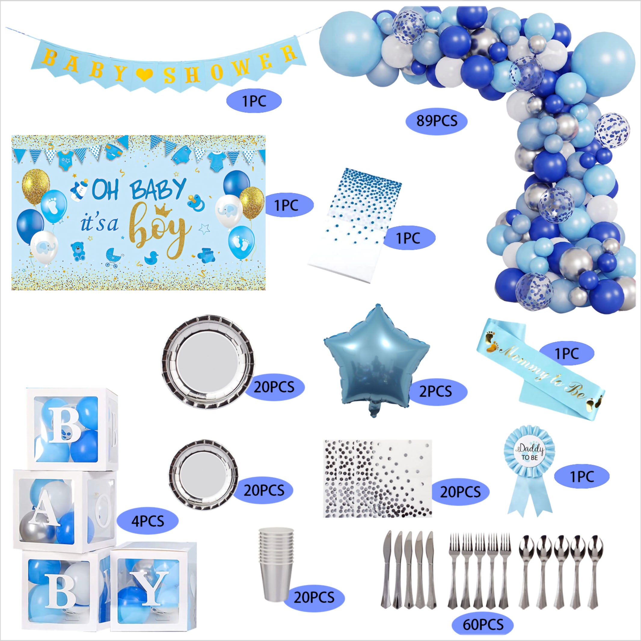i-emporium 241 Pcs - Baby Shower Decorations - Baby Boy