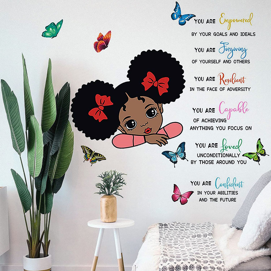 i-emporium 90x60cm African Doll Inspirational Quotes Wall Decal for Girls